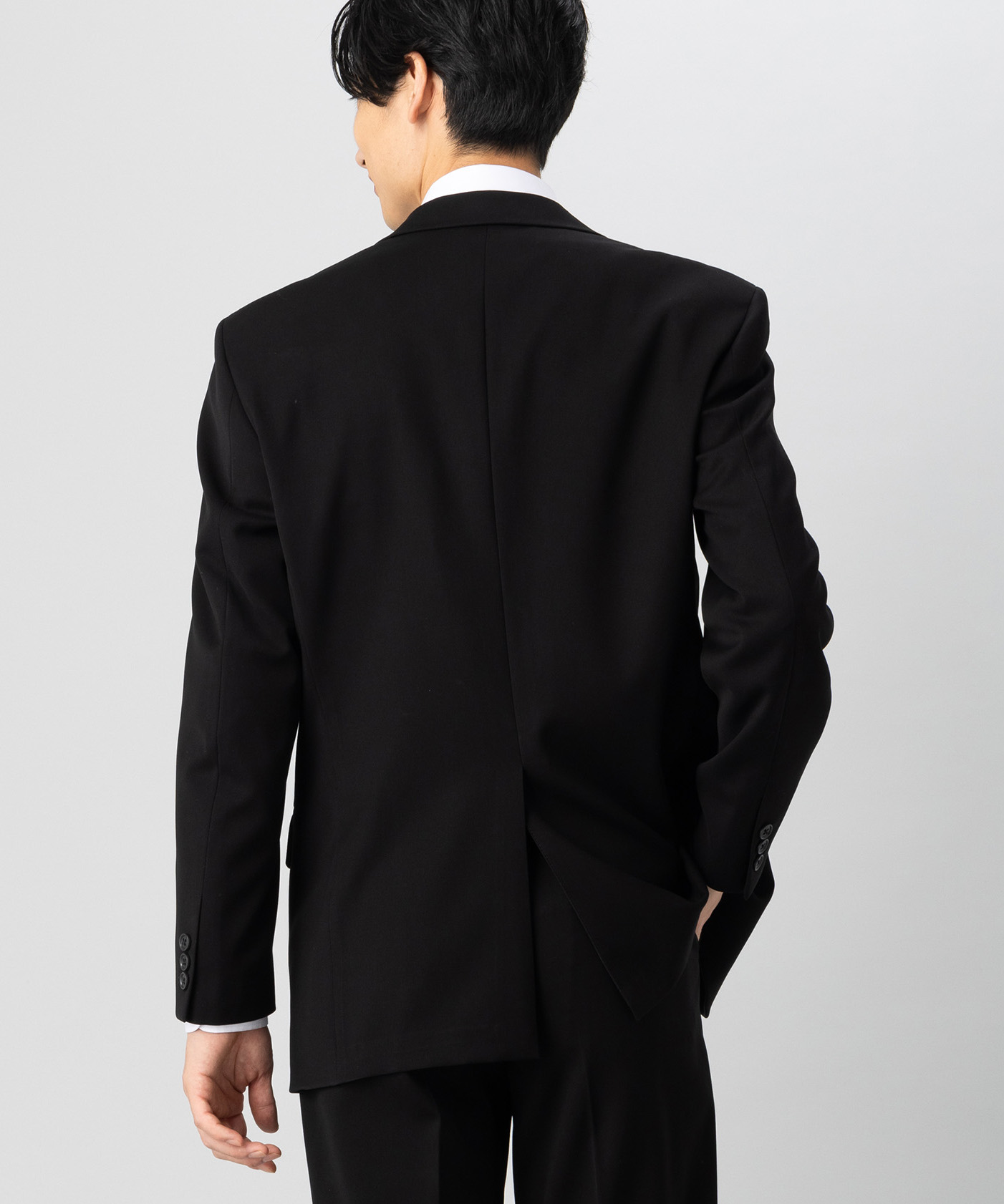 【メンズ準喪服5点セット】濃染LUNA・レギュラーフィットワンタックスーツ&アパレルセット