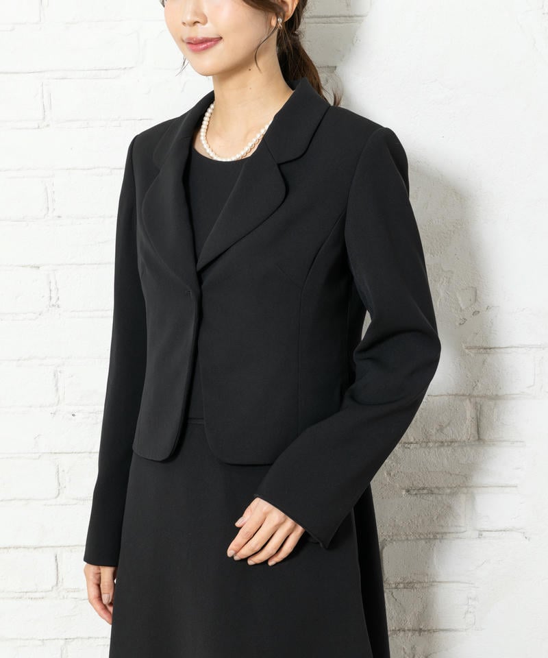【8点セット】1つボタンラウンドテーラードジャケット&Aラインワンピース