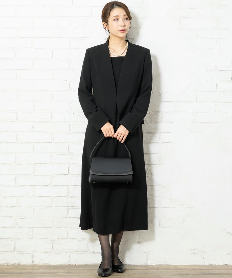 カレット ステッチデザインブラックフォーマルバッグ