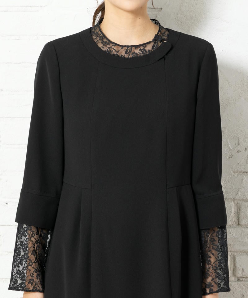 アンフィニ ベーシックノーカラージャケット&ラッセルレースワンピ―ス アンフィニ ベーシックノーカラージャケット&ラッセルレースワンピ―ス