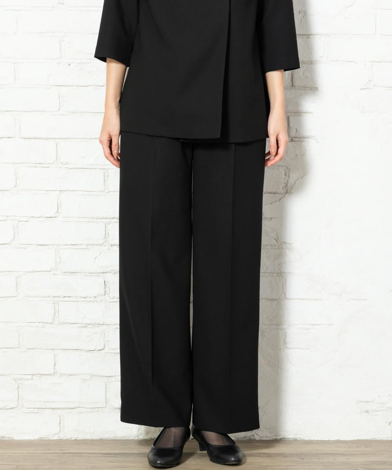 立ち襟ロングジャケット&ロングブラウス&ワイドパンツスーツ 立ち襟ロングジャケット&ロングブラウス&ワイドパンツスーツ