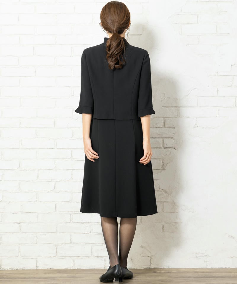 フリルカラージャケット&前開きドッキングワンピース