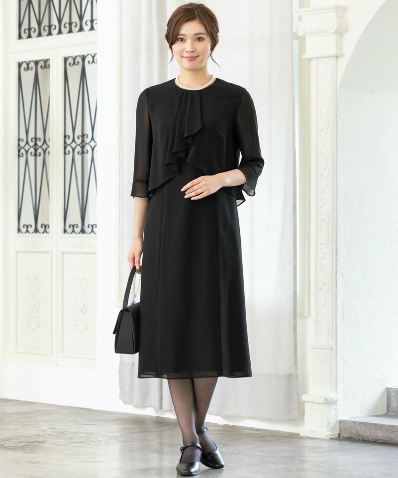 アンフィニ　【春夏用・7点セット】ラッフルフリル・ドレープワンピース/M(9号)