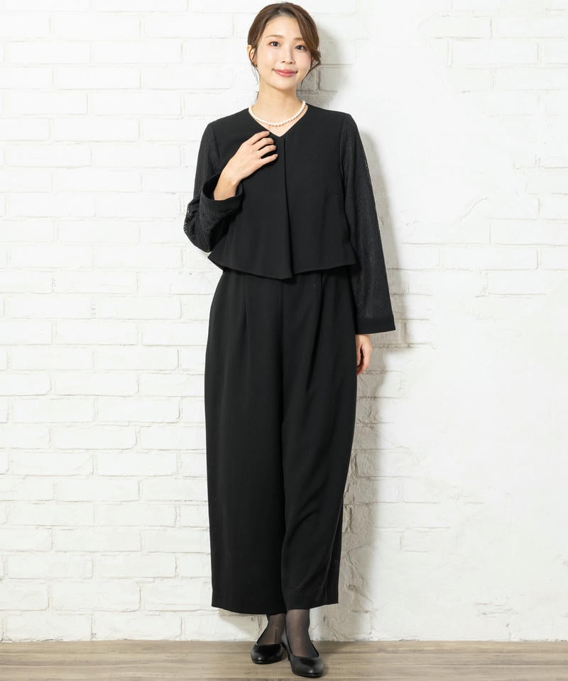エメ　レーススリーブパンツスタイルオールインワン
