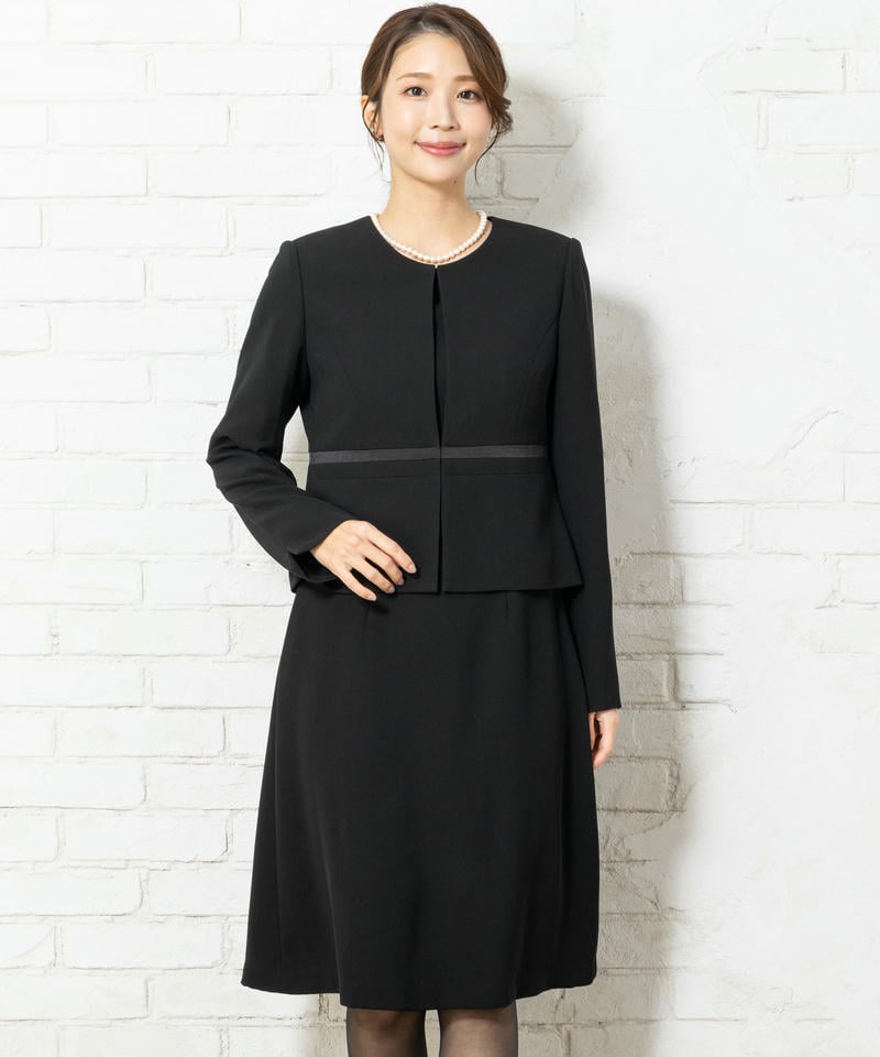 【8点セット】サテンラインベーシックブラックフォーマルアンサンブル