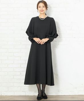 Select Shop; ボリュームシフォン袖フレアワンピース