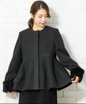 RUIRUE BOUTIQUE; ルイルエブティック　メルトンペプラムショートコート