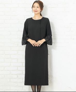 Select Shop; フレアシフォン袖ワンピース