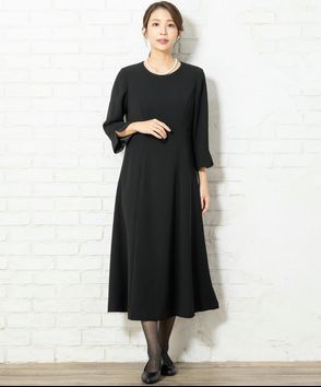 INFINE; アンフィニ　リボン付きファスナーロングフレアワンピース/M(9号)