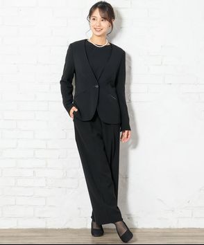 Aimer; エメ　【ショートサイズ】1つボタンVカラージャケット×ワイドストレートパンツスーツ