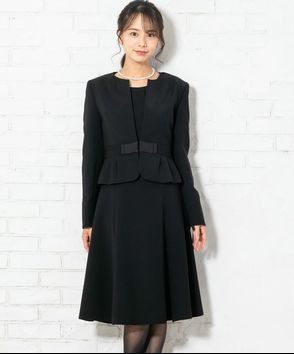 Chloe formal; クロエフォーマル　平リボンノーカラージャケット&ウエストラインワンピース