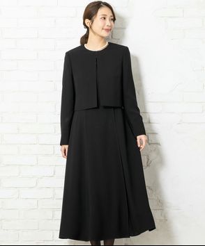 CARETTE; カレット　ノーカラーショート丈ジャケット&ラップ風エレガントワンピース