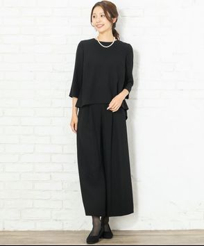 Select Shop; バックプリーツブラウス＆ワイドパンツセットアップ
