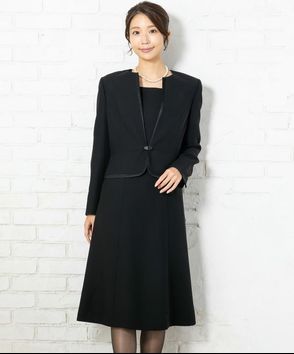Select Shop; キーネックカラースマートブラックフォーマルアンサンブル