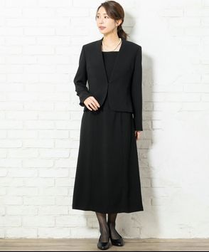 Select Shop; 立ち襟Vネックジャケット＆スクエアネックロングワンピース