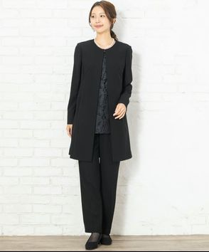 Select Shop; レイヤードロングジャケット＆ストレートパンツセットアップ