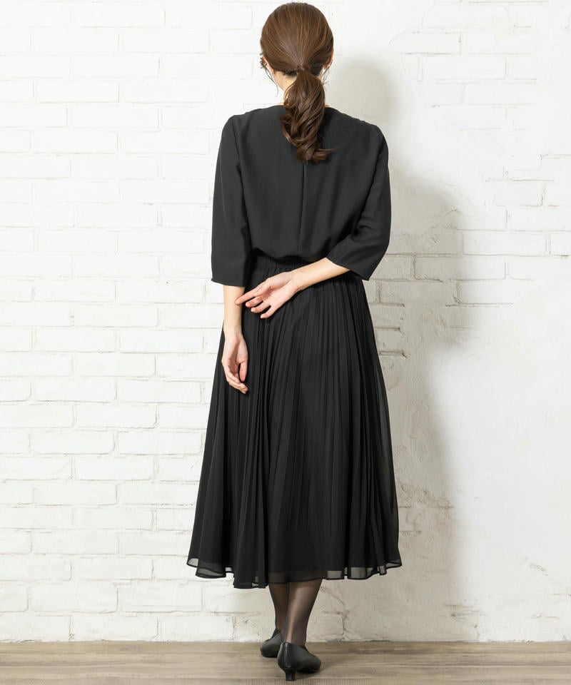 1つボタンVネックジャケット&ブラウス&シフォンプリーツスカート3ピーススーツ