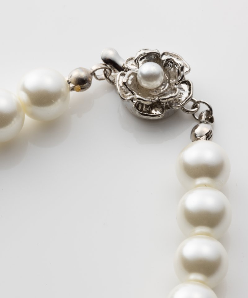 本貝パールネックレス　ホワイト/8㎜玉・42㎝