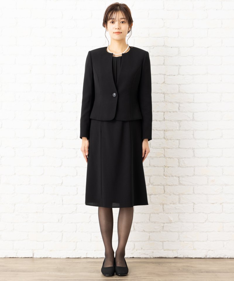 カレット【8点セット】キーネックカラージャケットブラックフォーマルセットアップ/M(9号)