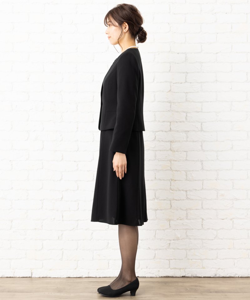 カレット【8点セット】キーネックカラージャケットブラックフォーマルセットアップ/M(9号)