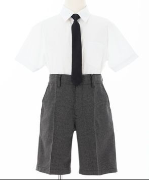 【KIDS】Select Shop; 【キッズ】ネクタイ付・半袖シャツ&千鳥格子柄ハーフパンツ