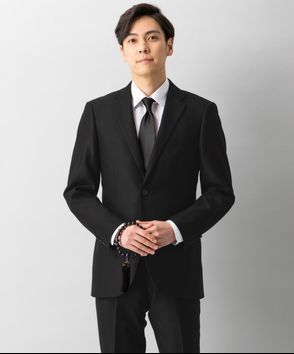 Select Shop; 【メンズ準喪服7点セット】尾州濃染・レギュラーフィットワンタックスーツ&小物5点セット