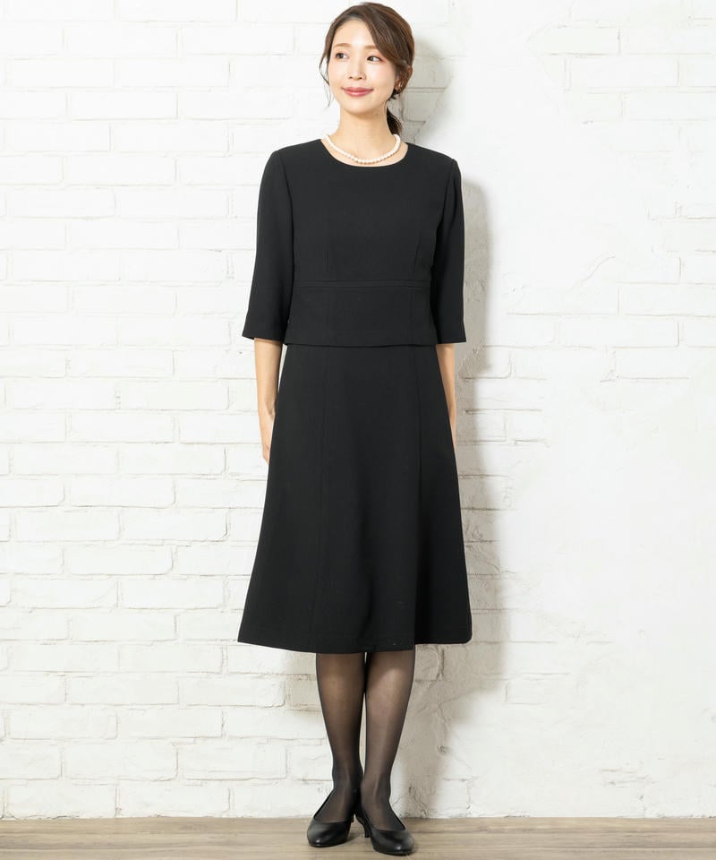 ショールカラージャケット&セミフレアワンピース