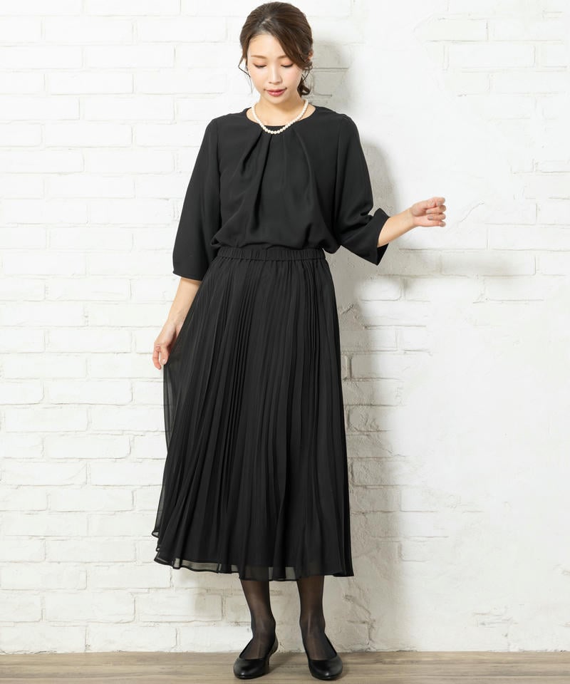 1つボタンVネックジャケット&ブラウス&シフォンプリーツスカート3ピーススーツ