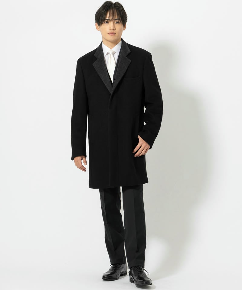 Select Shop; カシミアアンゴラ混ウールチェスターコート ブラック