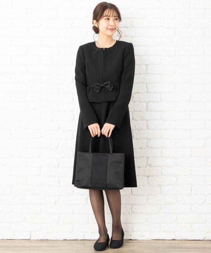 レース切替ブラックフォーマルトートバッグ