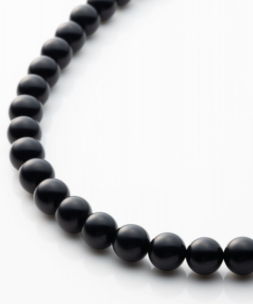 岩佐 【2点セット】 ジェットネックレス・イヤリングセット ブラック/8mm玉・41cm 岩佐 【2点セット】 ジェットネックレス・イヤリングセット ブラック/8mm玉・41cm