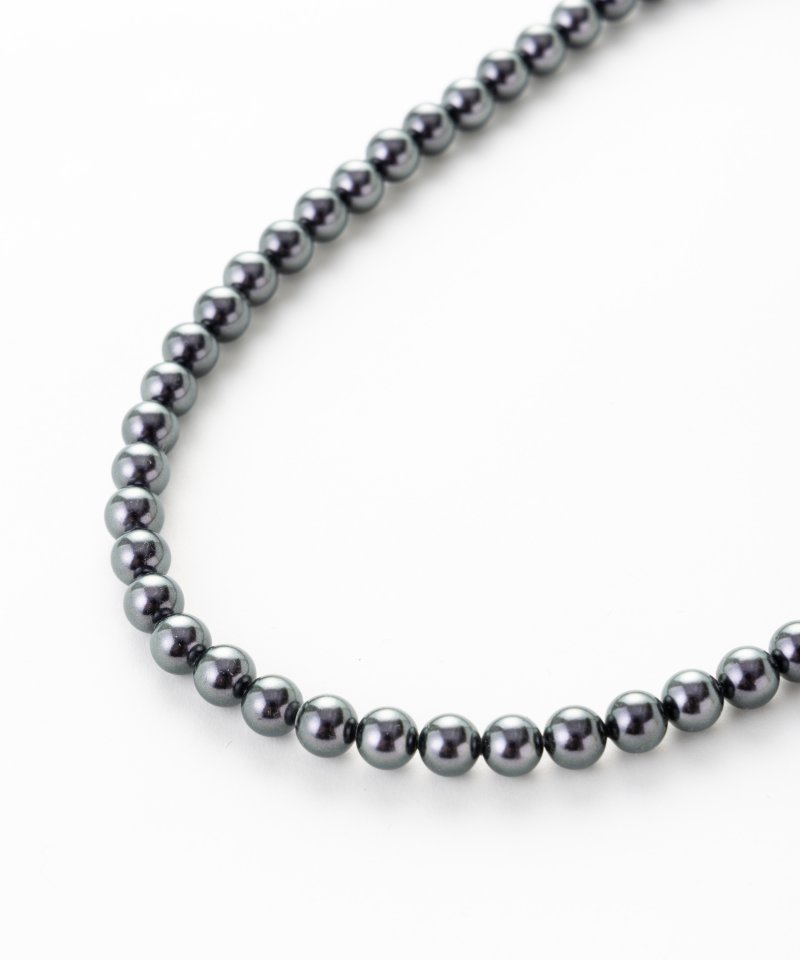 エメ マグネット式6.5mm貝パールネックレス ブラック/6.5mm玉・40cm エメ マグネット式6.5mm貝パールネックレス ブラック/6.5mm玉・40cm