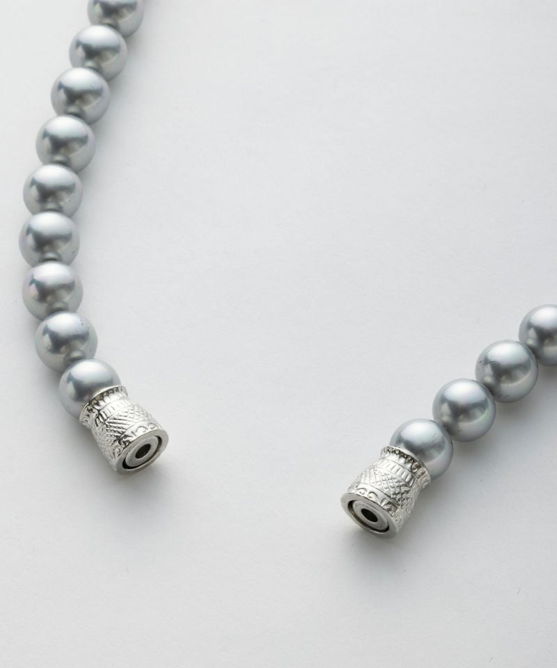 エメ 【2点セット】貝パールネックレス・イヤリングセット グレー/8mm玉・39cm エメ 【2点セット】貝パールネックレス・イヤリングセット グレー/8mm玉・39cm