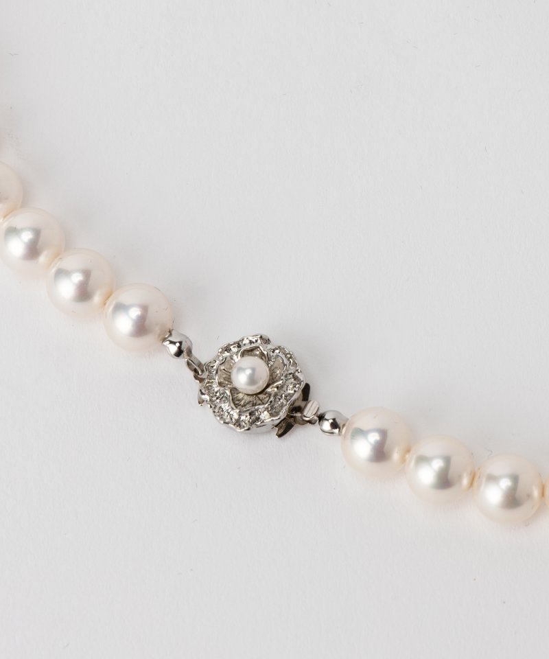 ミガキ貝パールネックレス オーロラホワイト/9㎜玉・45㎝ ミガキ貝パールネックレス オーロラホワイト/9㎜玉・45㎝