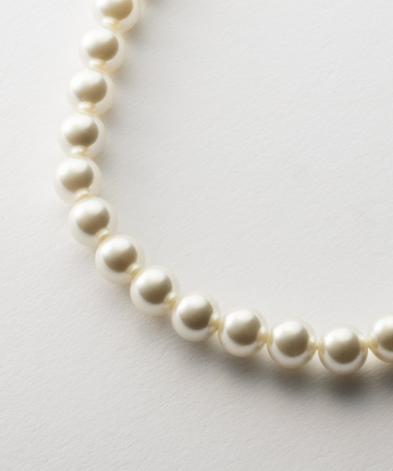 【2点セット】貝パールネックレス&ピアス パールホワイト/9mm玉・45cm 【2点セット】貝パールネックレス&ピアス パールホワイト/9mm玉・45cm