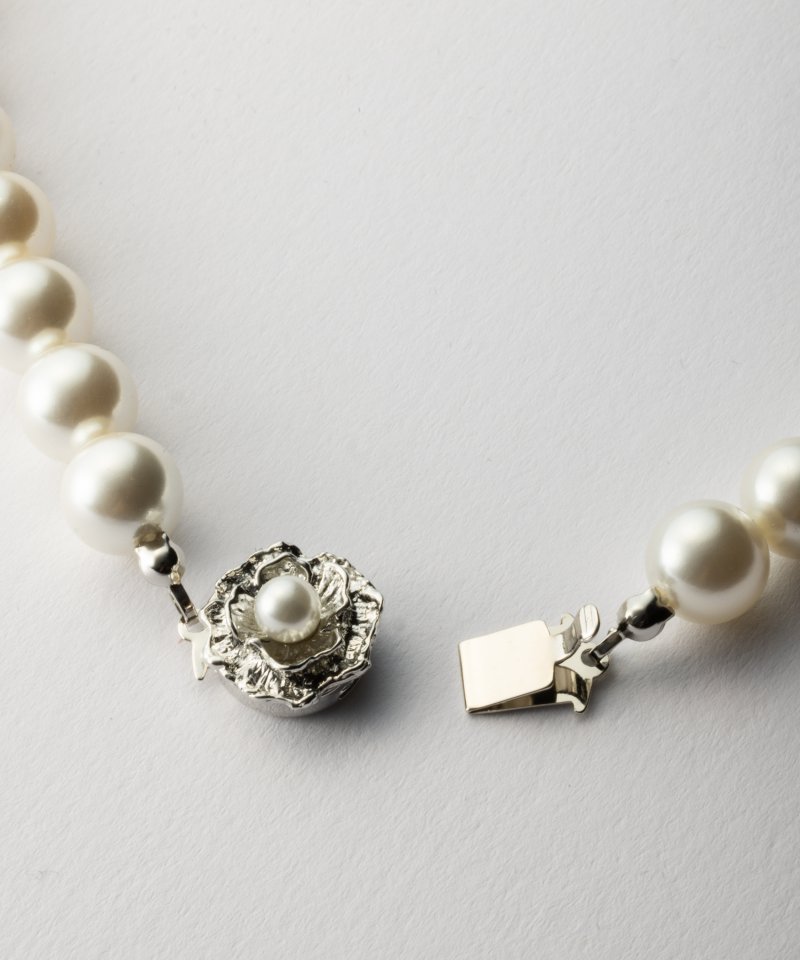 【2点セット】貝パールネックレス&ピアス パールホワイト/9mm玉・45cm 【2点セット】貝パールネックレス&ピアス パールホワイト/9mm玉・45cm