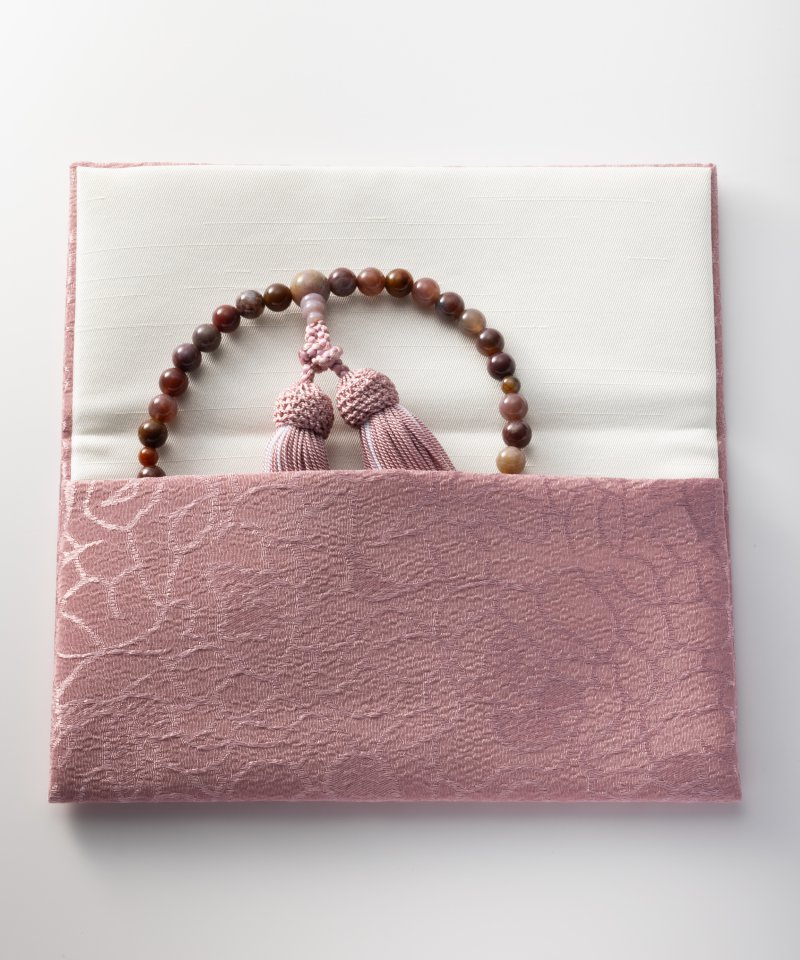 天然石「ピンクメノウ」の京念珠　ピンク