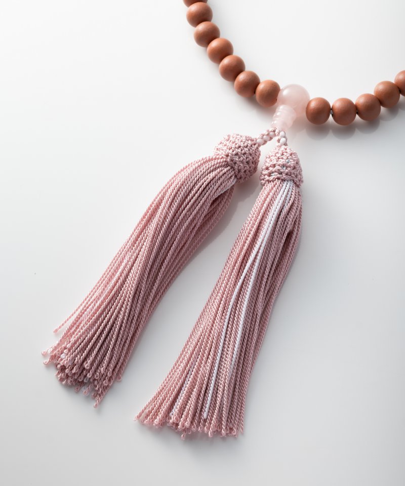 紅桜とローズクオーツの京念珠　ピンク