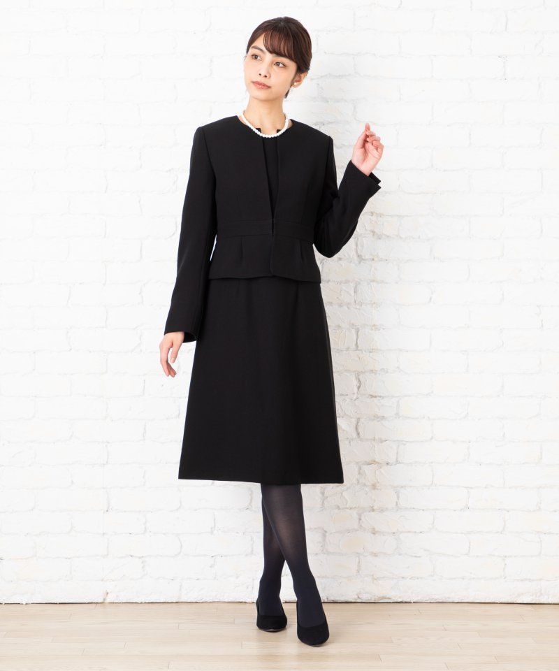 【8点セット】ペプラムノーカラージャケット&サテンラインワンピース/4L(17号)