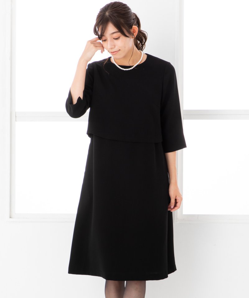 【春夏用・授乳マタニティ7点セット】セットアップ風ブラックフォーマルワンピース/LL(13号)
