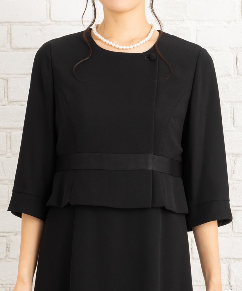 【ストッキング付9点セット】バックスタンドカラージャケット&ロングワンピース/5Lゆったり(23号)