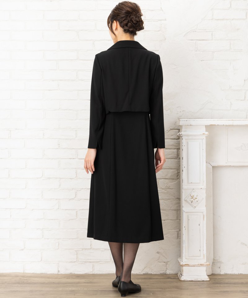 【7点セット】オールインワン・ステンカラージャケット&ロング丈ドッキングワンピース/M(9号)