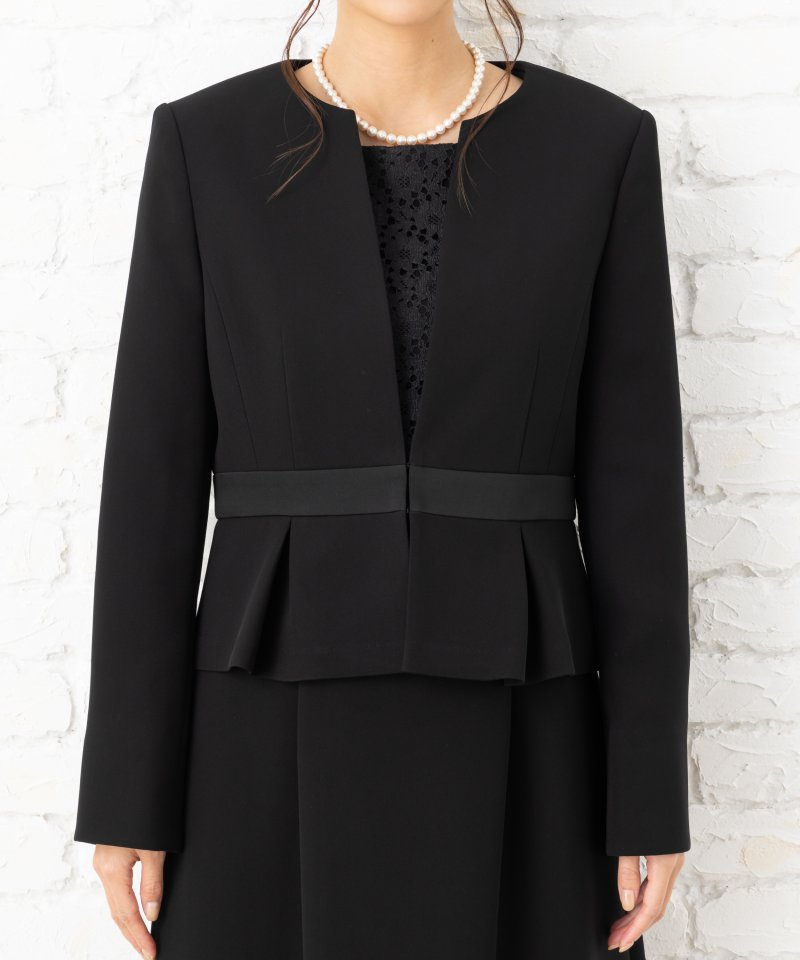 エメ　キーネックタックペプラムジャケット&レース使いワンピース/M(9号)