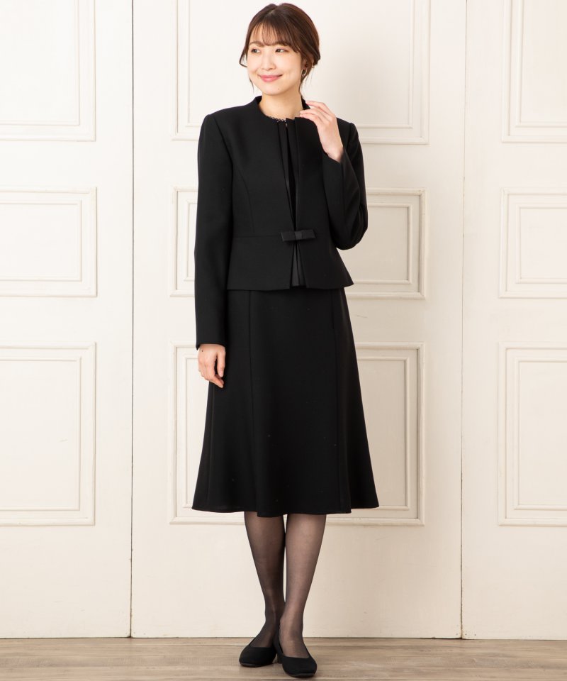 ドビーボーダーリボンジャケットワンピース/M