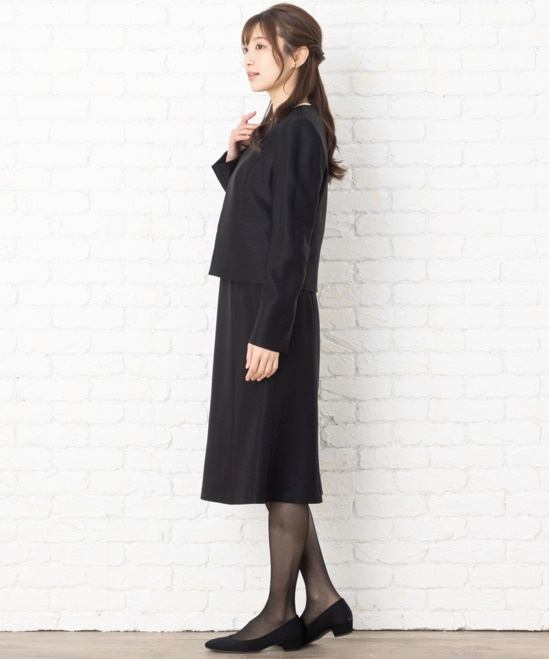 カレット　ノーカラージャケット スーツ風ワンピースセットアップ/LL(13号)