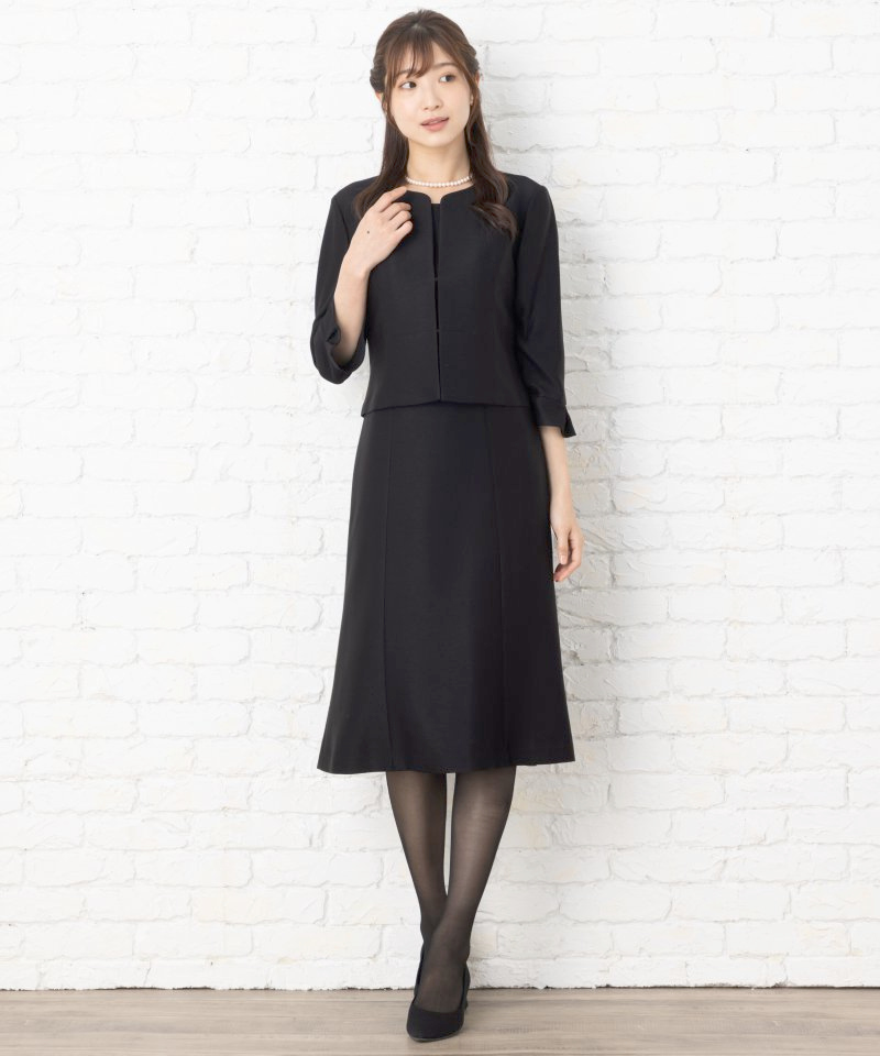 カレット　ノーカラージャケット スーツ風ワンピースセットアップ/LL(13号)