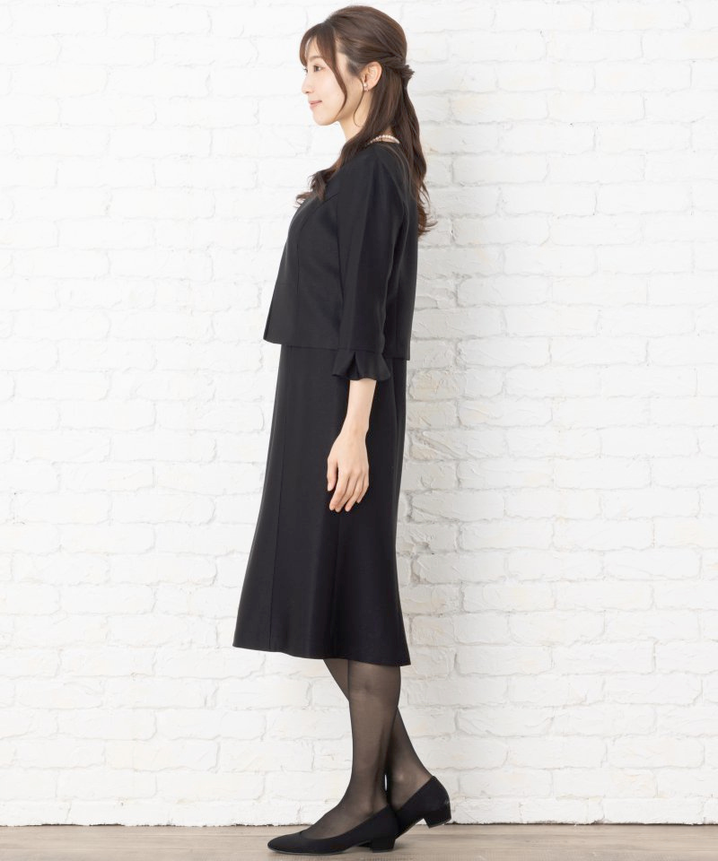 カレット　ノーカラージャケット スーツ風ワンピースセットアップ/LL(13号)