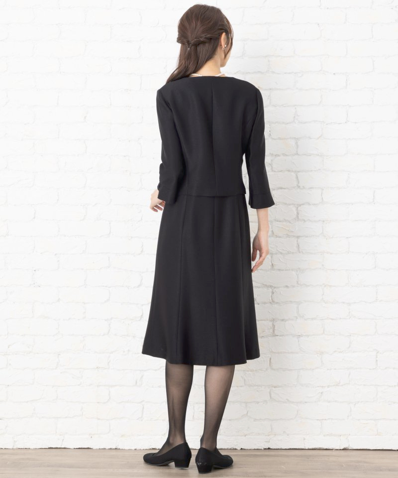 カレット　ノーカラージャケット スーツ風ワンピースセットアップ/LL(13号)