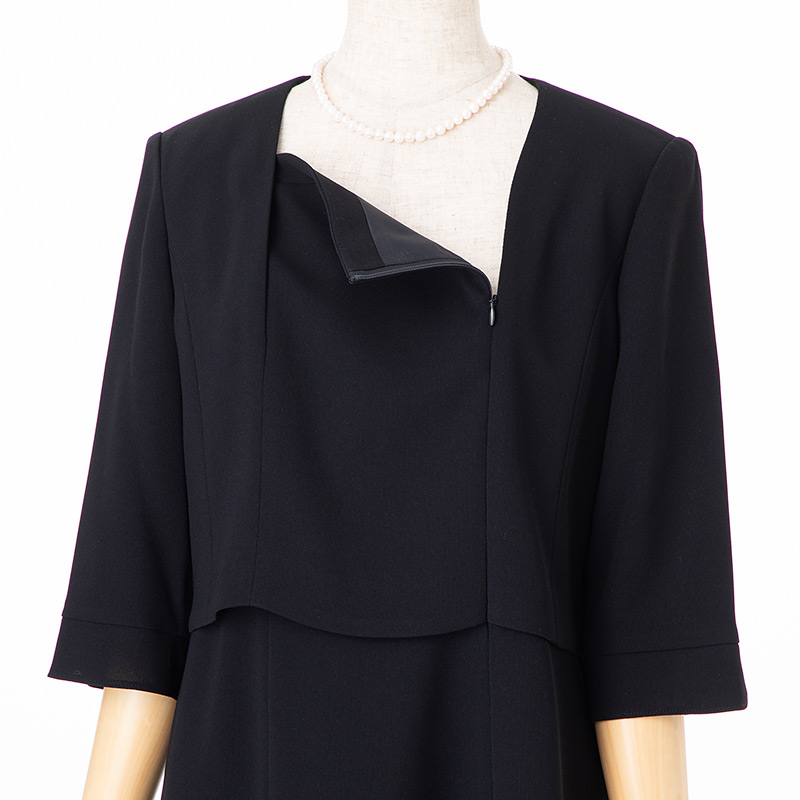 ショールカラージャケット&ツーピース風ワンピース/L(11号)