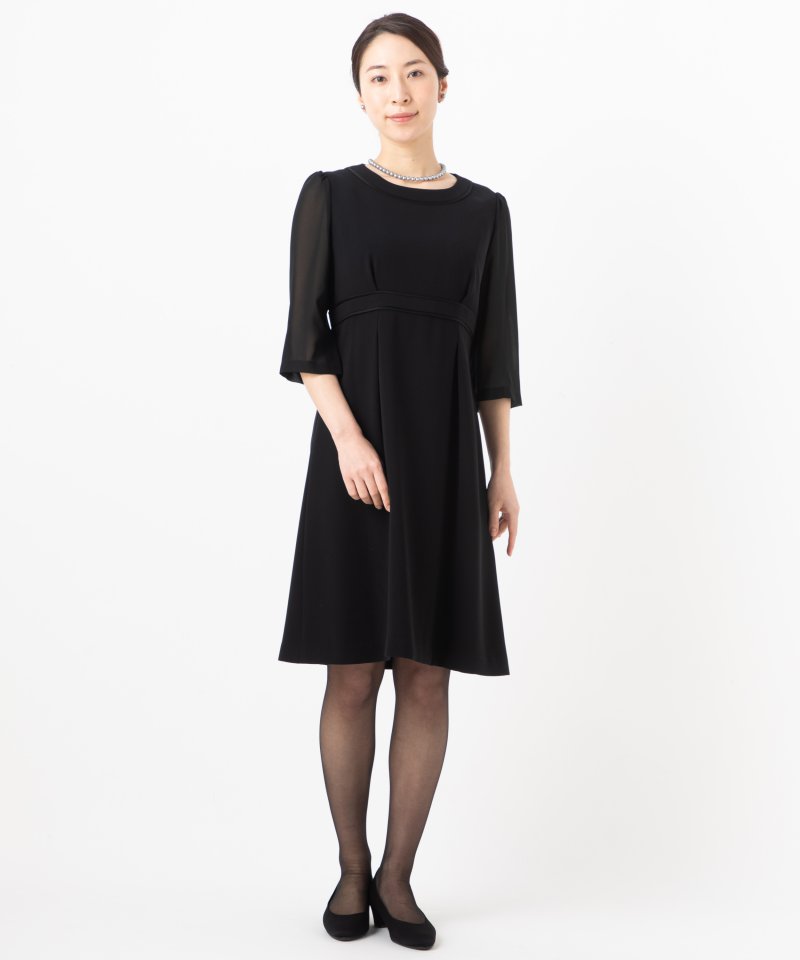 ノーカラージャケット&サテンテープ切替ワンピースアンサンブル/L(11号)